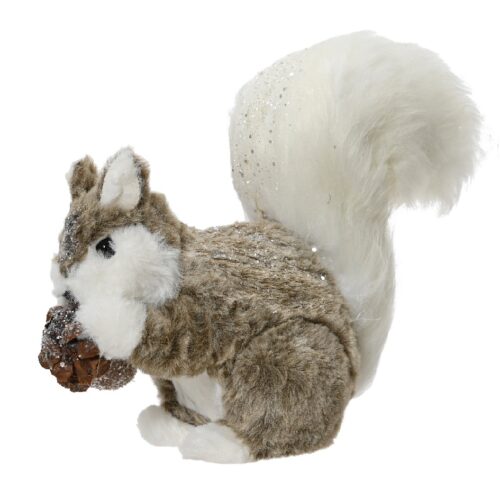 Decoratieve Eekhoorn – Bruin met Sneeuwaccenten (31 cm)
