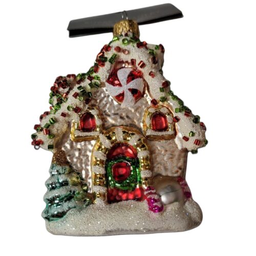 Kersthuisje – Schattig Ornament met Rode, Groene en Gouden Details