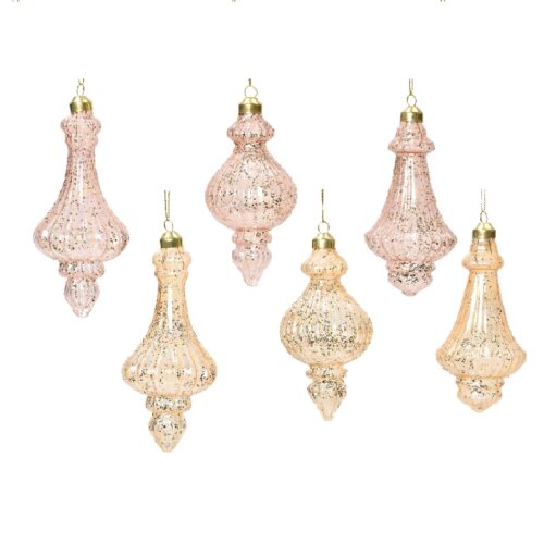 "Golden Glow – Luxe Glazen Kersthangers met Goudaccenten"