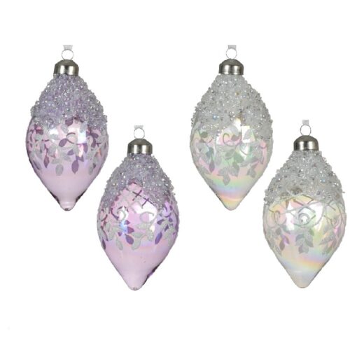 Frosted Blossom – Glazen Kerstornamenten Per stuk te koop