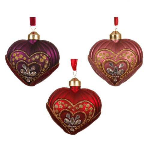 Glazen Hart Ornament – Set van 3 Kleuren