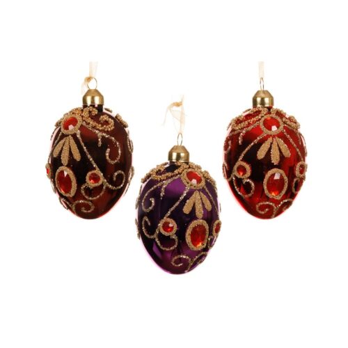 Luxe Glazen Ei Ornament – 3 Kleuren