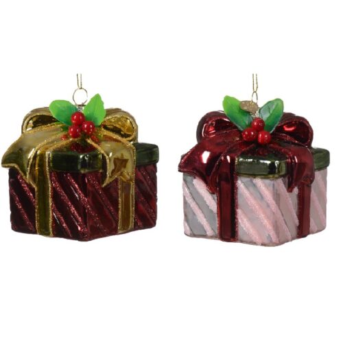 Festive Gift Charm – Glazen Kerstcadeau Ornament