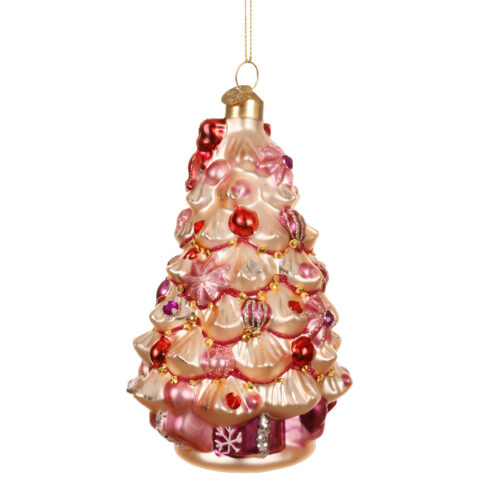 Glazen Kersthanger – Roze Kerstboom – 12,5 cm