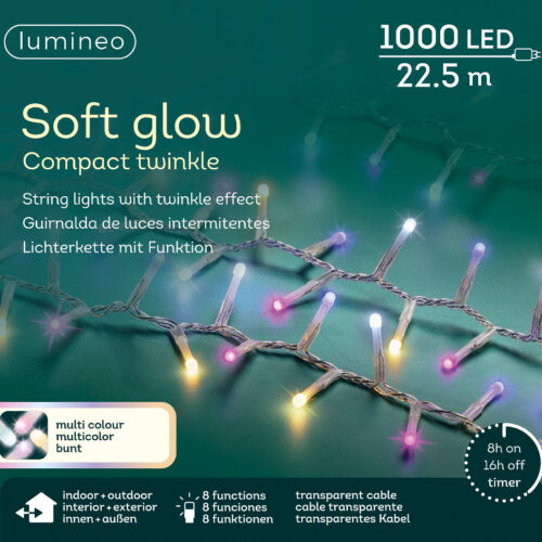 Lumineo Soft Glow Twinkle – 1000 LED Lichtslang 22,5m Multicolor