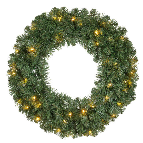 Groene Kerstkrans met Warm Witte LED-verlichting – Tijdloze Kerstsfeer -