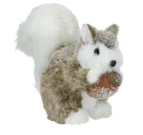 Decoratieve Eekhoorn – Bruin met Sneeuwaccenten